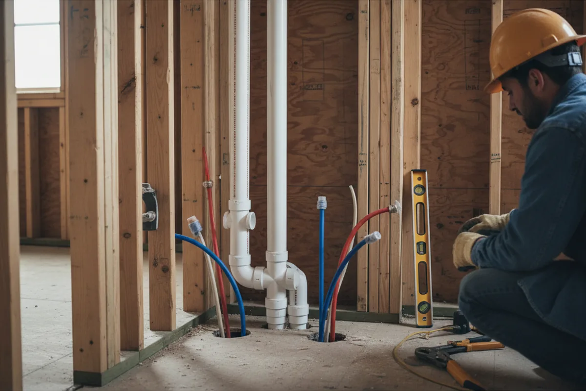 Drain and supply rough-in during Leak Detection in Short Creek